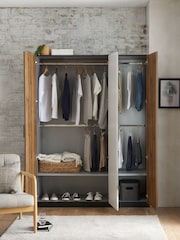 Dark Bronx Oak Triple Effect Semi Fitted Mirrored Wardrobe - Image 3 of 7