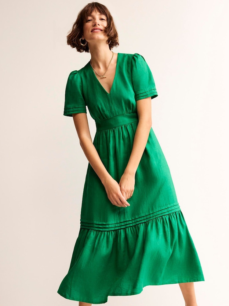 Boden Green Eve Linen Midi Dress - Image 2 of 6 Boden Green Eve Linen Midi Dress - Image 2 of 6