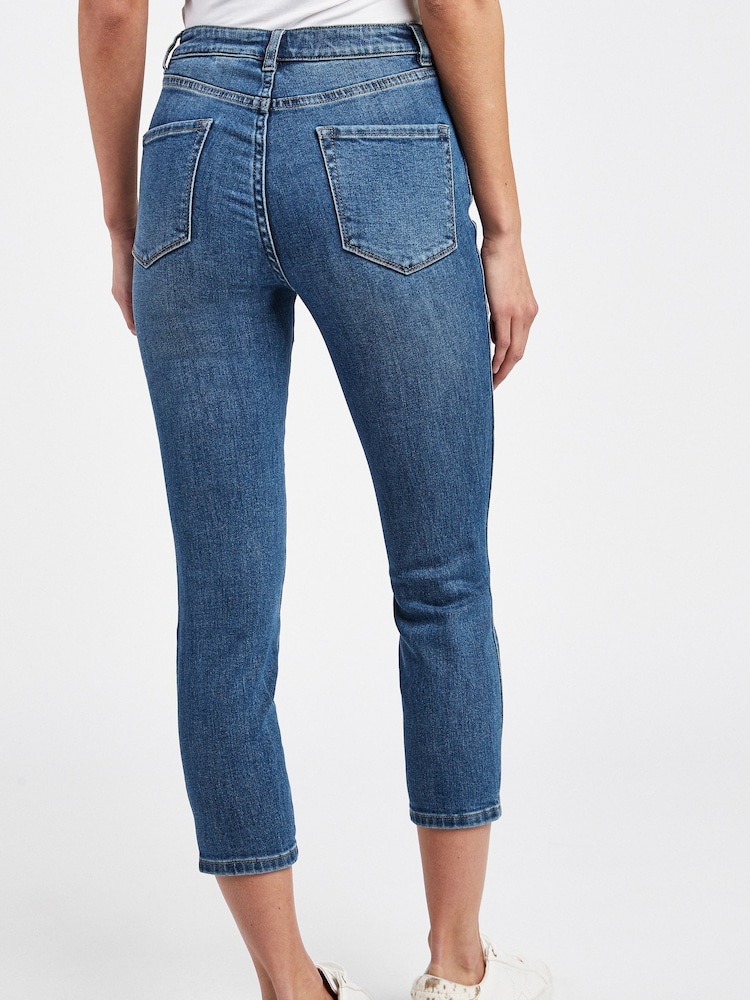 Mid Blue Denim Skinny Cropped Jeans - Image 2 of 5