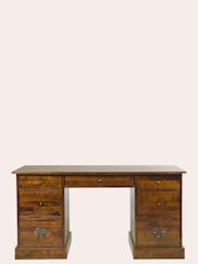 Laura Ashley Dark Chestnut Garrat 7 Drawer Desk - Image 1 of 4