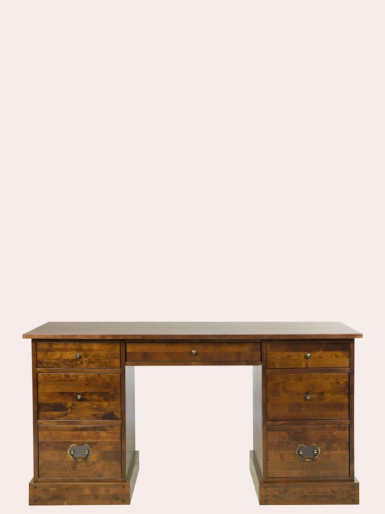 Laura Ashley Dark Chestnut Garrat 7 Drawer Desk - Image 1 of 4