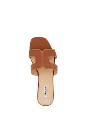 Dune London Tan Brown Wide Fit Loupe Smart Slider Sandals - Image 1 of 10