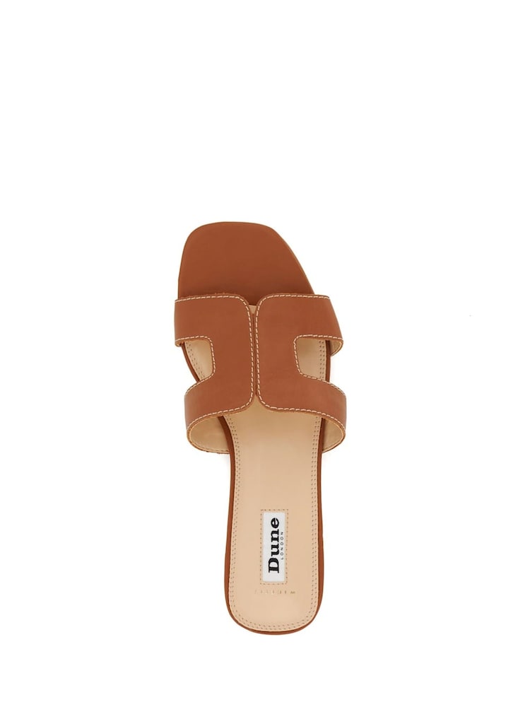 Dune London Tan Brown Wide Fit Loupe Smart Slider Sandals - Image 1 of 10