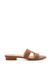 Dune London Tan Brown Wide Fit Loupe Smart Slider Sandals - Image 2 of 10