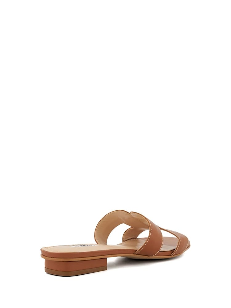 Dune London Tan Brown Wide Fit Loupe Smart Slider Sandals - Image 4 of 10