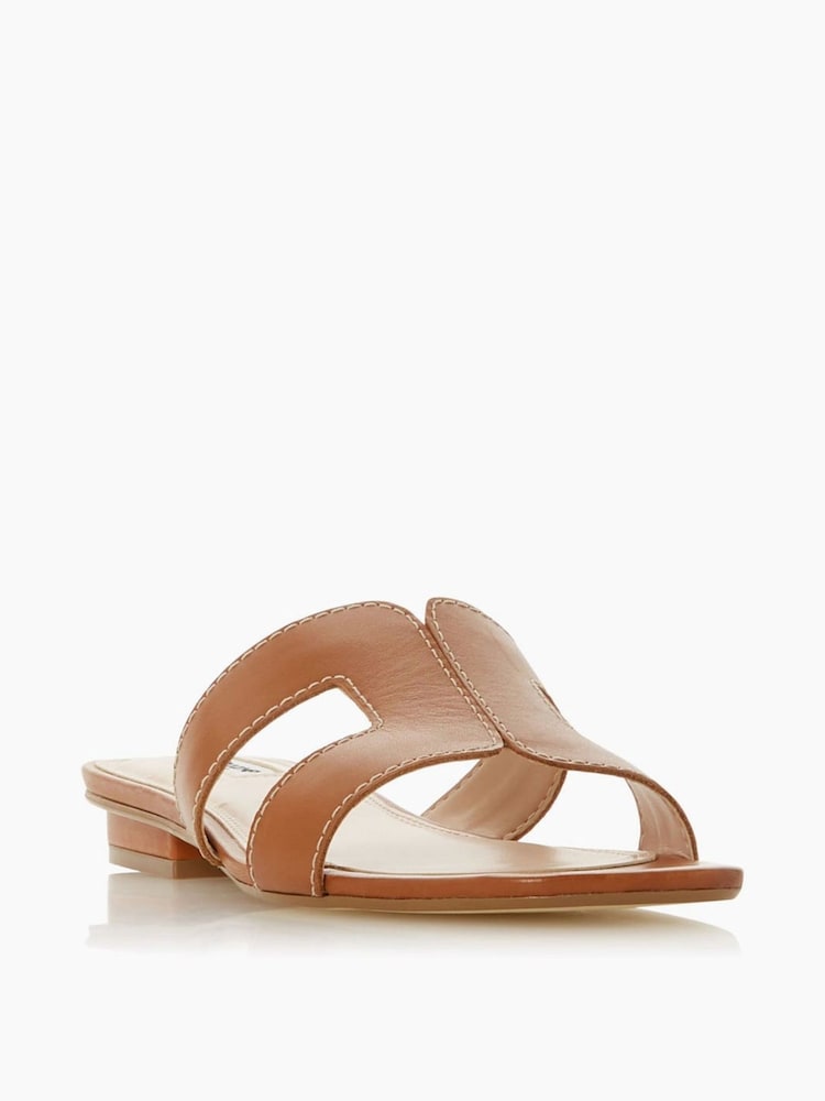 Dune London Tan Brown Wide Fit Loupe Smart Slider Sandals - Image 5 of 10