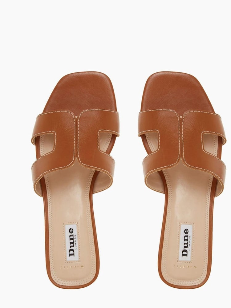 Dune London Tan Brown Wide Fit Loupe Smart Slider Sandals - Image 6 of 10