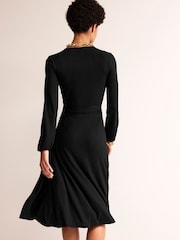 Boden Black Joanna Jersey Midi Wrap Dress - Image 2 of 5