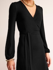 Boden Black Joanna Jersey Midi Wrap Dress - Image 4 of 5