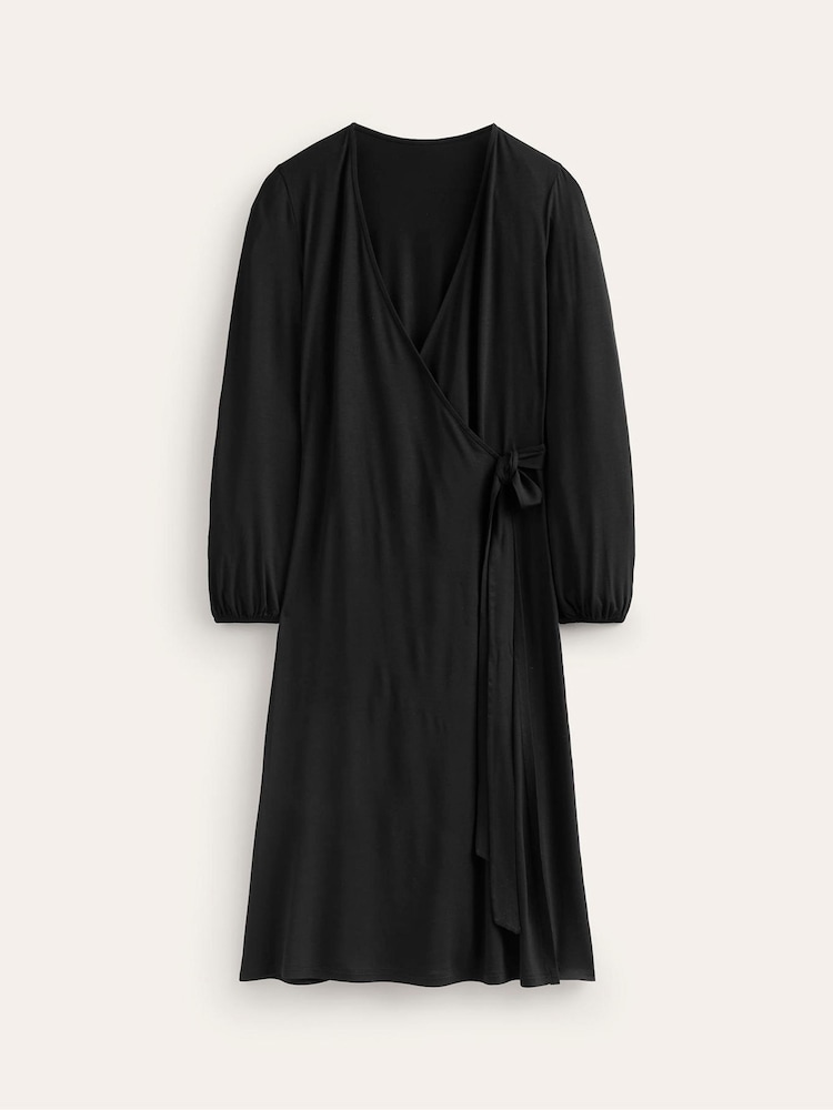 Boden Black Joanna Jersey Midi Wrap Dress - Image 5 of 5