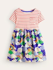 Boden Blue 100% Cotton Hotchpotch Rainbow Weather Jersey Dress - Image 2 of 4