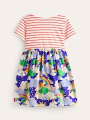 Boden Blue 100% Cotton Hotchpotch Rainbow Weather Jersey Dress - Image 3 of 4