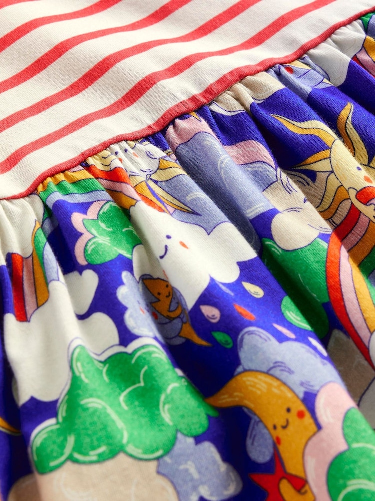 Boden Blue 100% Cotton Hotchpotch Rainbow Weather Jersey Dress - Image 4 of 4