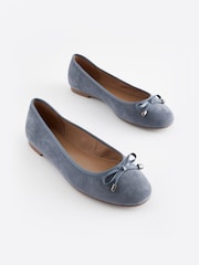 Blue Forever Comfort® Round Toe Leather Ballerina Shoes - Image 5 of 9