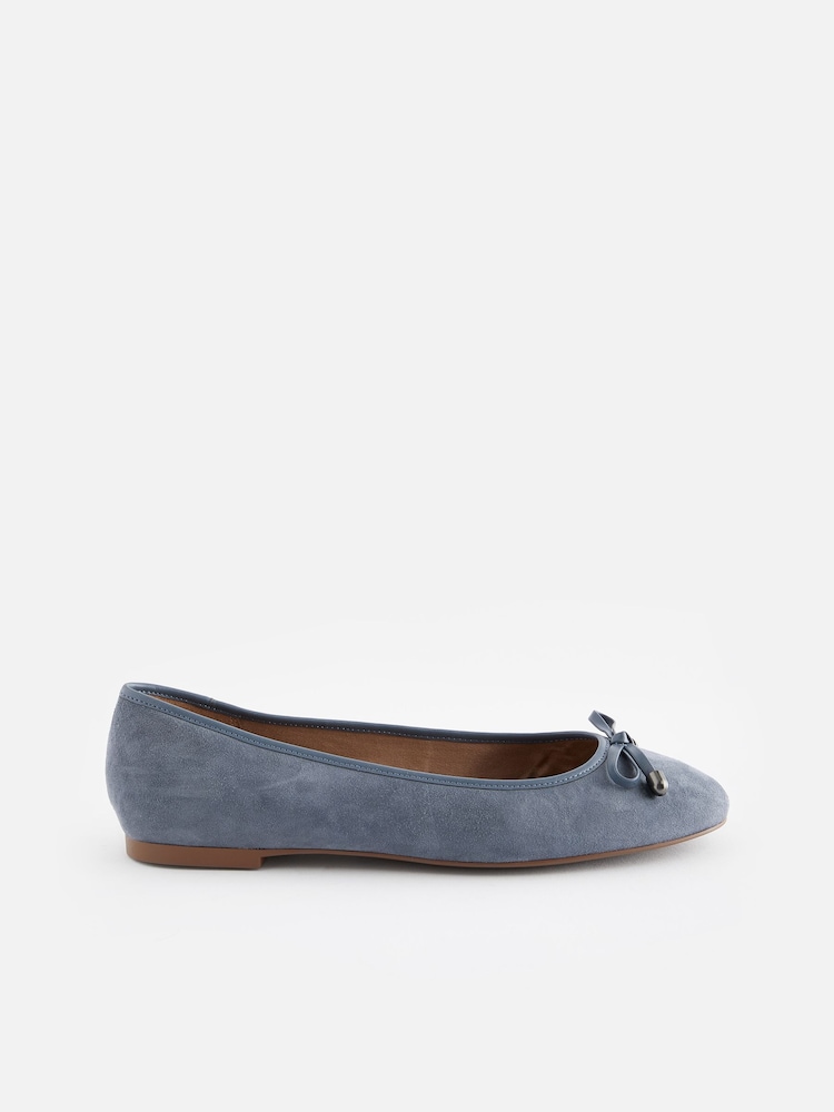 Blue Forever Comfort® Round Toe Leather Ballerina Shoes - Image 6 of 9