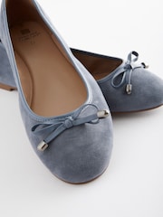Blue Forever Comfort® Round Toe Leather Ballerina Shoes - Image 8 of 9