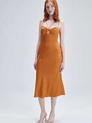 Calvin Klein Orange Strap Twist Slip Dress - Image 4 of 6