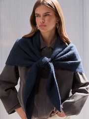 Friends Like These Navy Oversized Brushed Triangle Scarf - Image 1 of 6