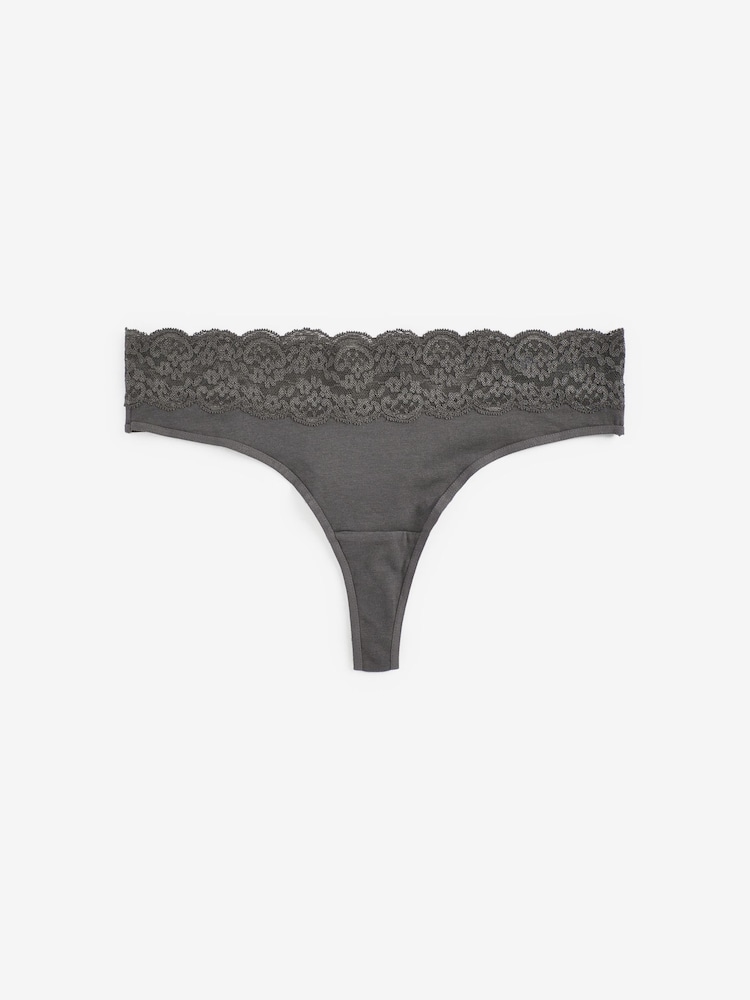 Schwarz/Grau/Creme/Rosa/Bedruckt - Slips aus Baumwolle und Spitze 4er-Pack - Bild 8 von 8