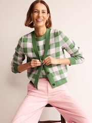 Boden Green 100% Cotton Gingham Cardigan - Image 2 of 7