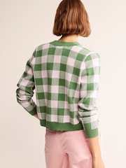 Boden Green 100% Cotton Gingham Cardigan - Image 3 of 7