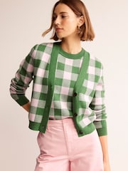 Boden Green 100% Cotton Gingham Cardigan - Image 4 of 7