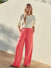 Korallenpink - Weit geschnittene Hose aus 100 % Premium-Leinen - Bild 1 von 7