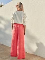 Korallenpink - Weit geschnittene Hose aus 100 % Premium-Leinen - Bild 2 von 7