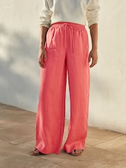 Korallenpink - Weit geschnittene Hose aus 100 % Premium-Leinen - Bild 3 von 7