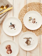 Royal Worcester Wrendale Set of 4 White Animal Side Plates - Image 1 of 3