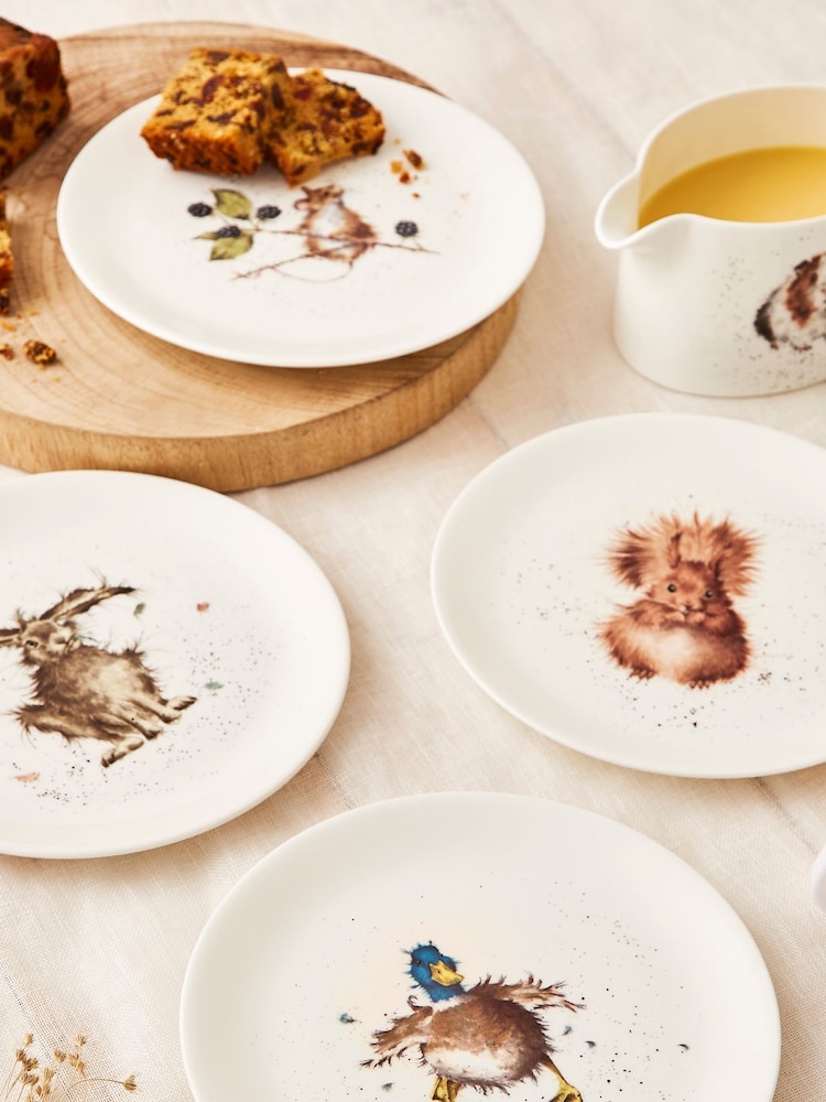 Royal Worcester Wrendale Set of 4 White Animal Side Plates - Image 3 of 3