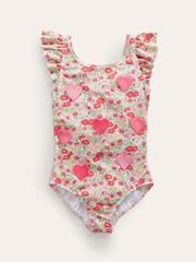 Boden Pink Logo Flutter Sleeve Swimsuit - Image 1 of 3