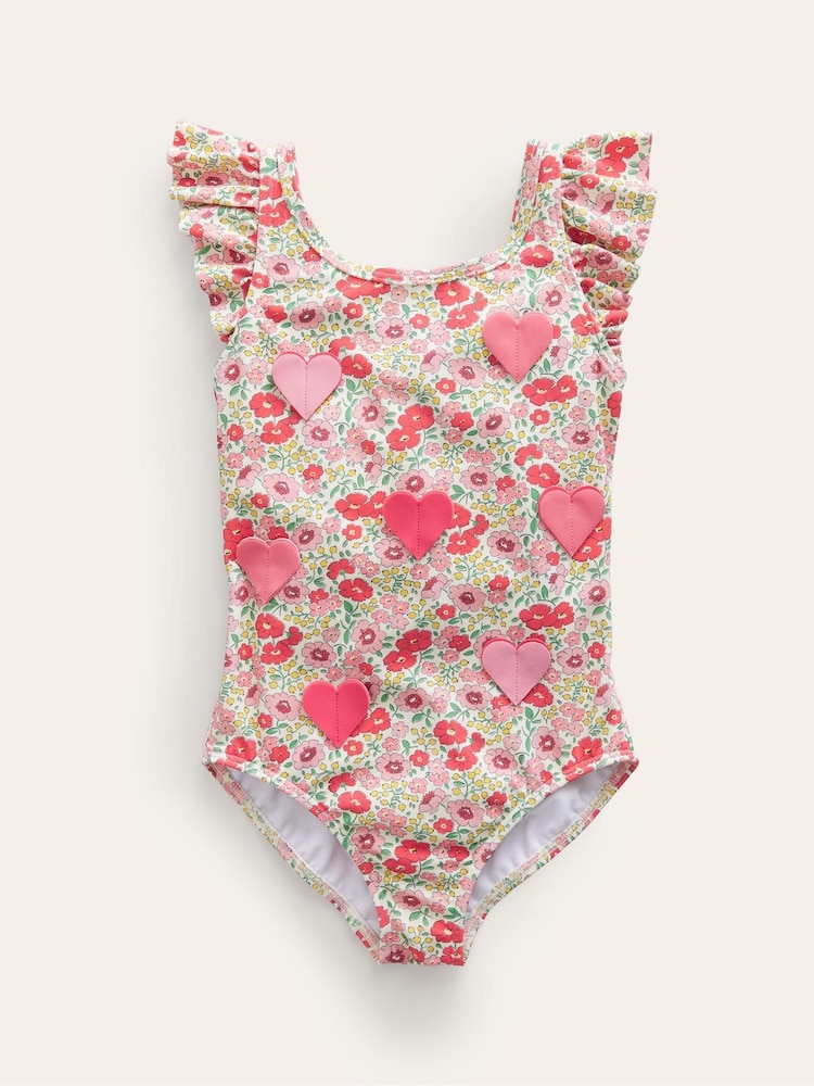 Boden Pink Logo Flutter Sleeve Swimsuit - Image 1 of 3