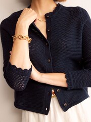 Boden Blue Textured Scallop Cardigan - Image 4 of 6