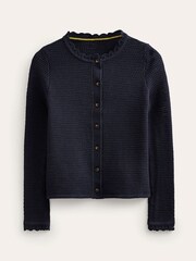 Boden Blue Textured Scallop Cardigan - Image 5 of 6