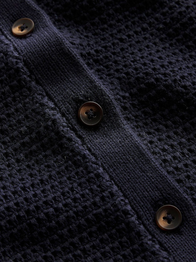 Boden Blue Textured Scallop Cardigan - Image 6 of 6