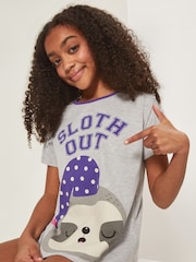 Harry Bear Grey 100% Cotton Sloth Out Animal Pyjamas - Image 2 of 4