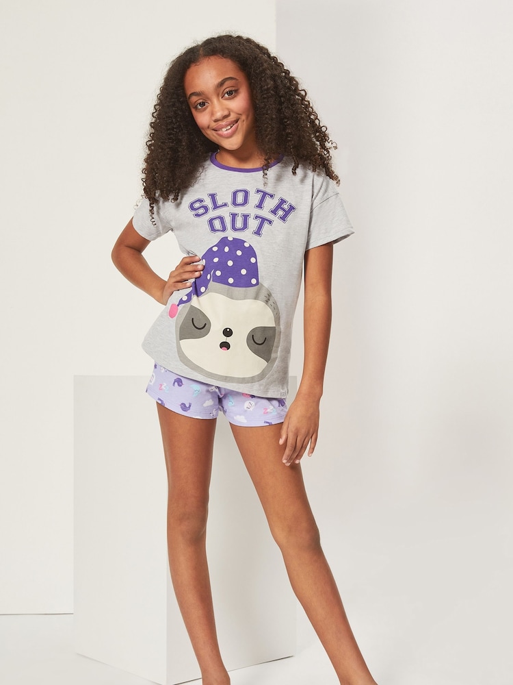 Harry Bear Grey 100% Cotton Sloth Out Animal Pyjamas - Image 3 of 4