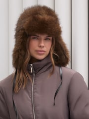 Friends Like These Chocolate Brown Cosy Faux Fur Trapper Hat - Image 1 of 6