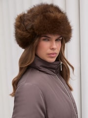 Friends Like These Chocolate Brown Cosy Faux Fur Trapper Hat - Image 2 of 6