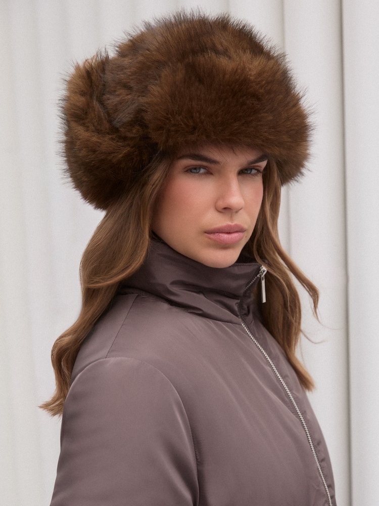 Friends Like These Chocolate Brown Cosy Faux Fur Trapper Hat - Image 2 of 6 Friends Like These Chocolate Brown Cosy Faux Fur Trapper Hat - Image 2 of 6