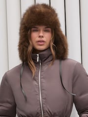 Friends Like These Chocolate Brown Cosy Faux Fur Trapper Hat - Image 3 of 6