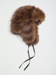 Friends Like These Chocolate Brown Cosy Faux Fur Trapper Hat - Image 4 of 6