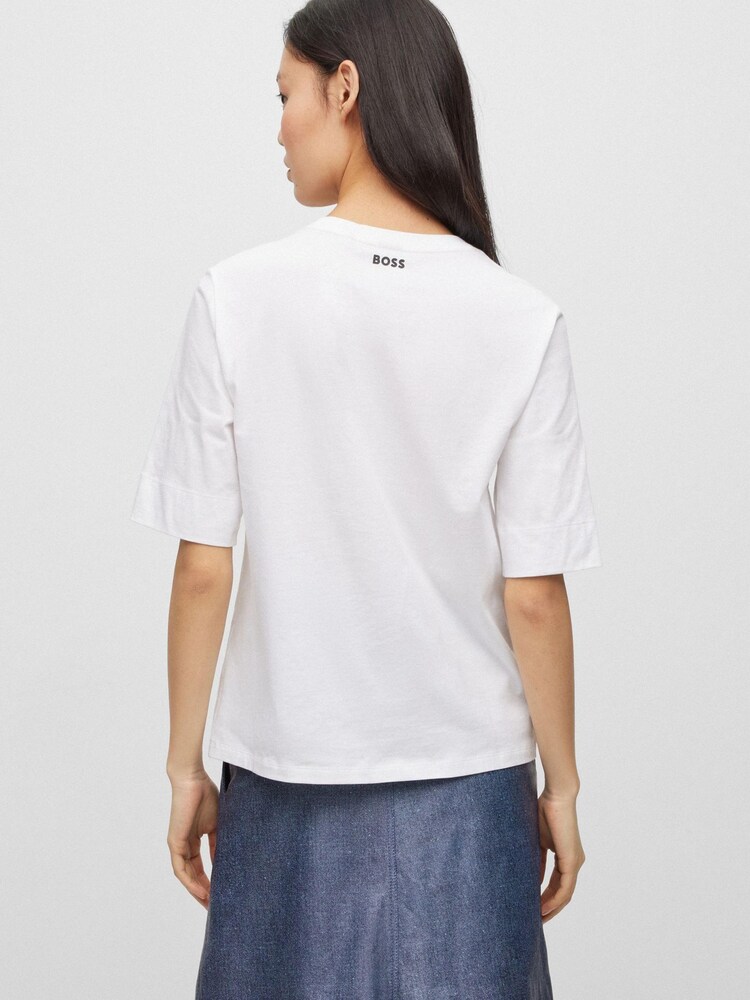 BOSS White 100% Cotton Seasonal Artwork T-Shirt - Image 2 of 5 BOSS White 100% Cotton Seasonal Artwork T-Shirt - Image 2 of 5