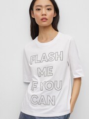 BOSS White 100% Cotton Seasonal Artwork T-Shirt - Image 3 of 5