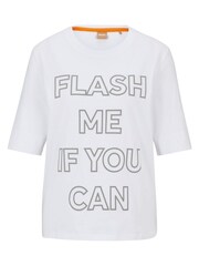 BOSS White 100% Cotton Seasonal Artwork T-Shirt - Image 5 of 5