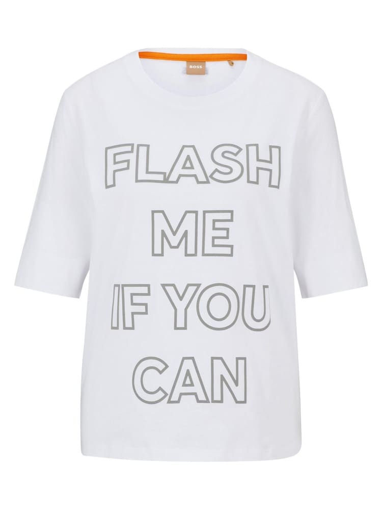 BOSS White 100% Cotton Seasonal Artwork T-Shirt - Image 5 of 5