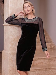 Roman Black Premium Velvet Dress - Image 1 of 4