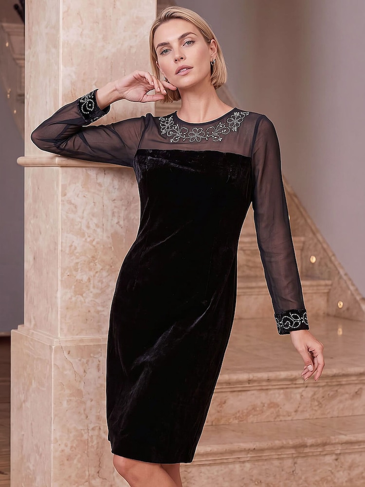 Roman Black Premium Velvet Dress - Image 1 of 4