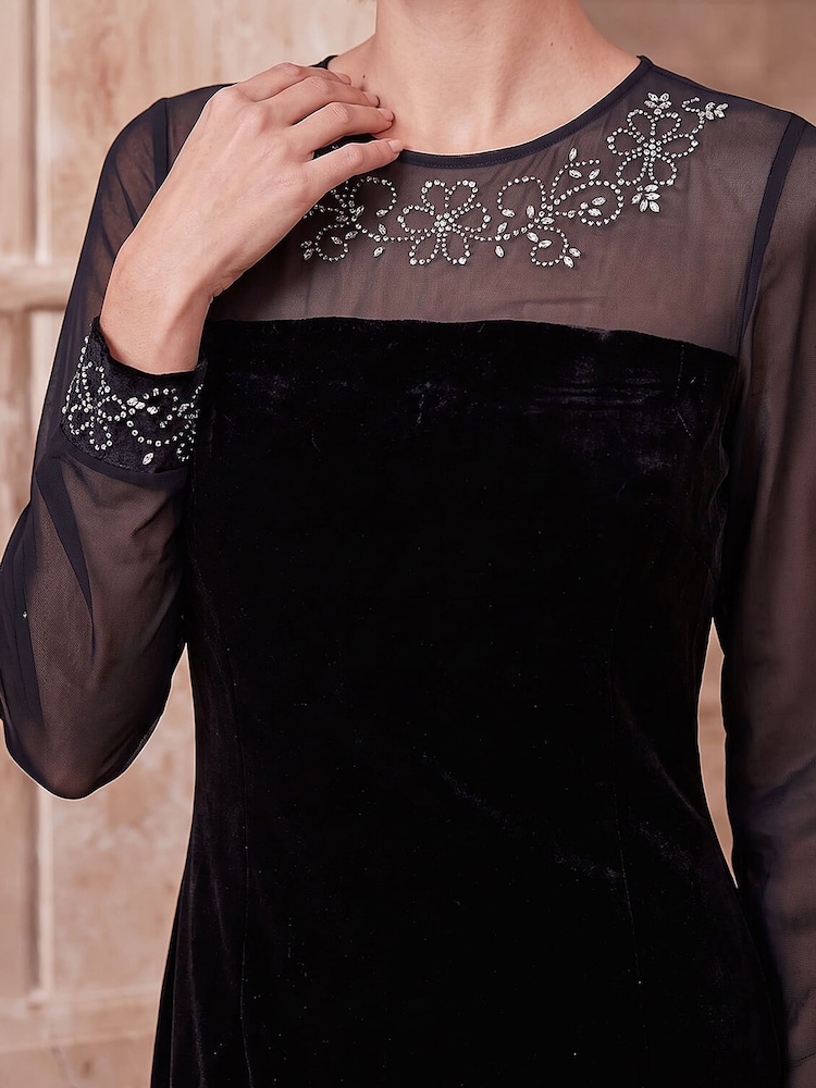Roman Black Premium Velvet Dress - Image 4 of 4